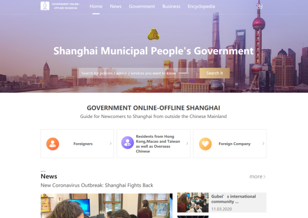 一网通办“国际版”页面
