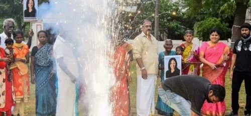  哈里斯家乡的庆祝活动现场 图源Sky News