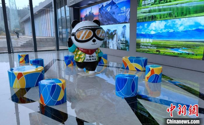 “大熊猫”主题文化服务区设立的游客休息区。　刘忠俊 摄