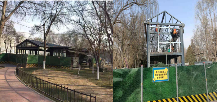 ▲兰州黄河风情线休息服务网点施工现场图