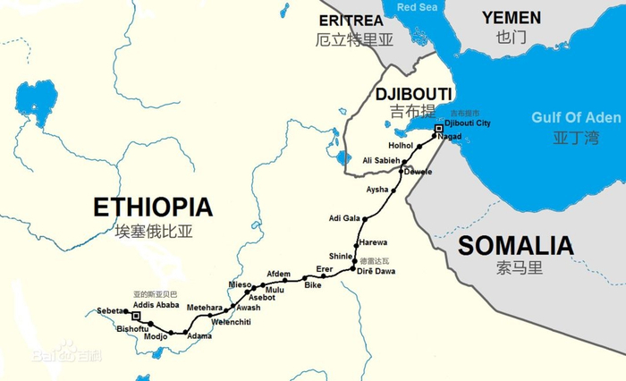 亚吉铁路示意图