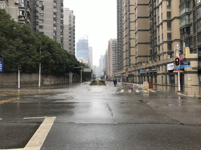  1月26日，武汉街道。中新社 图