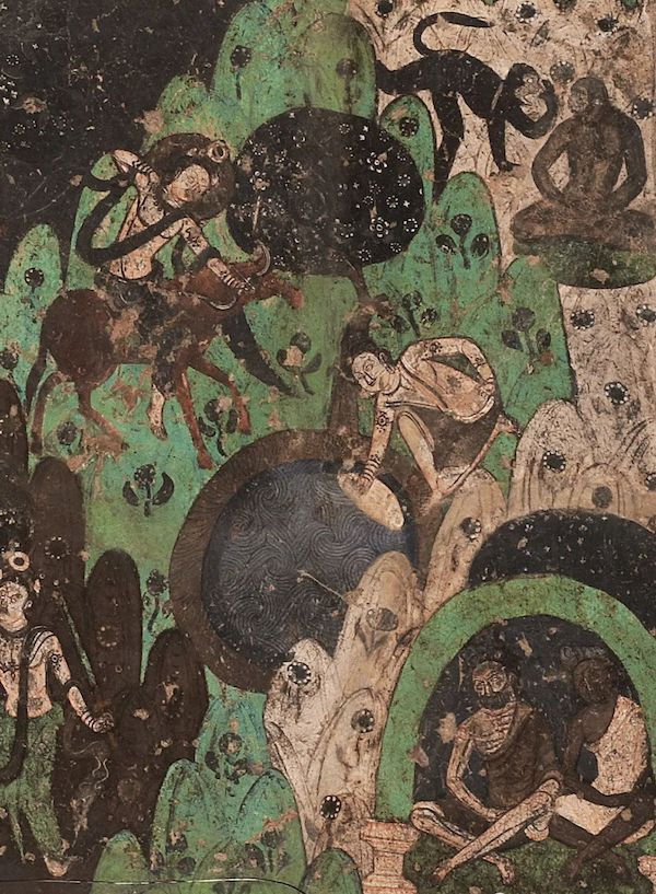 睒摩迦至孝被射  克孜尔第114窟   现藏德国柏林亚洲艺术博物馆