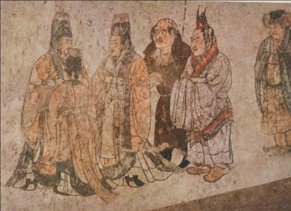 唐章怀太子李贤墓墓道东壁“客使图”