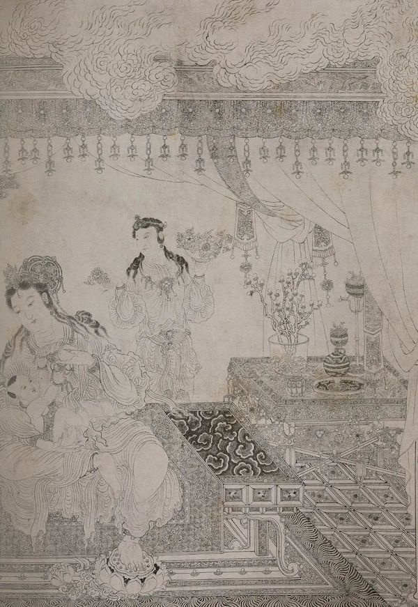 《姨母育佛图》局部 仇英临摹本 上海博物馆藏