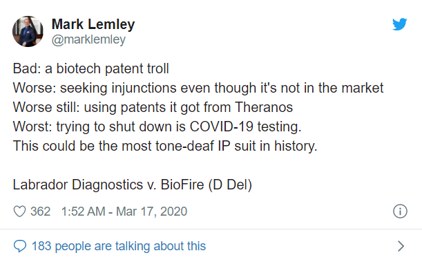 马克·莱姆利推特截图