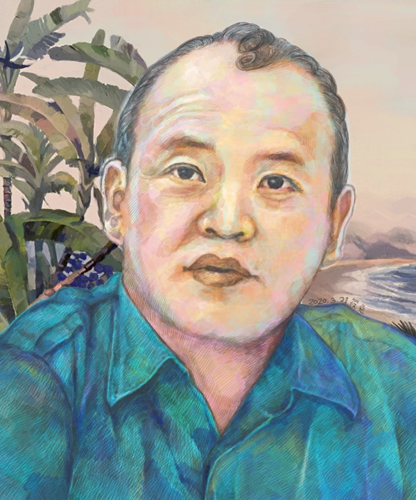 黄锦树（筱兔 绘）