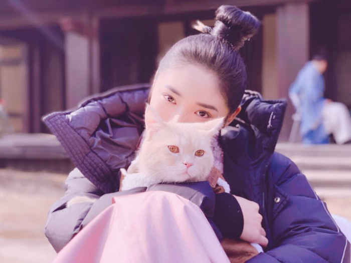 周洁琼带猫进组。图片来自网络