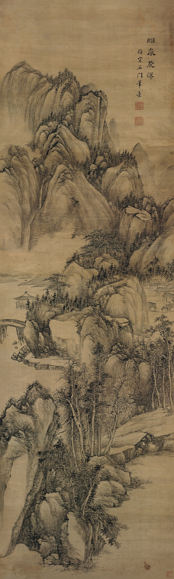 清·董邦达《烟岚飞瀑图轴》，中国国家博物馆藏