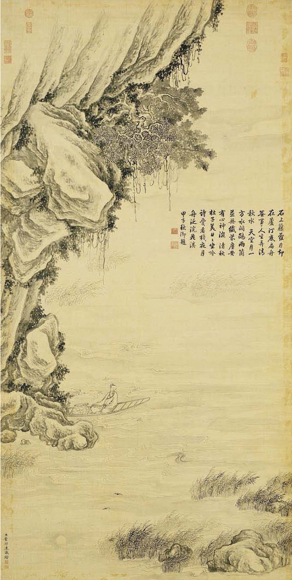 清·董邦达《芦汀泛月图》，187.4x119厘米，台北故宫博物院藏
