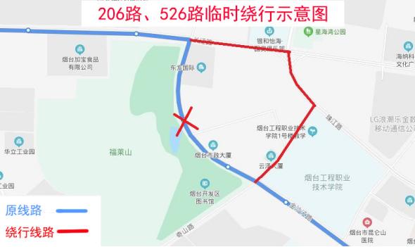 明天起，烟台这条路封闭施工1个半月！两条公交临时绕行