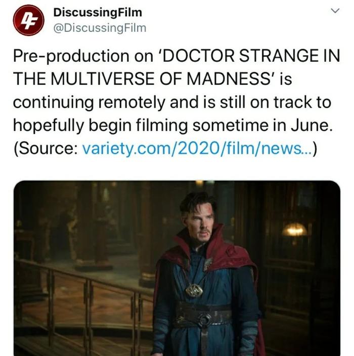 据报道，《奇异博士2》的开拍时间将不受影响！