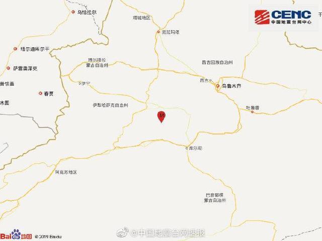 新疆巴音郭楞州和静县发生3.2级地震 震源深度10千米