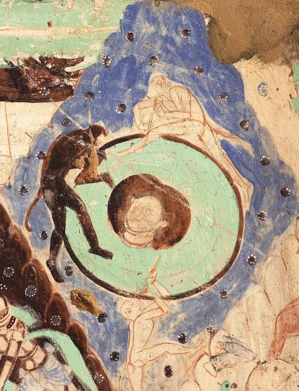 猴王智斗水妖 克孜尔石窟第17窟 主室券顶 