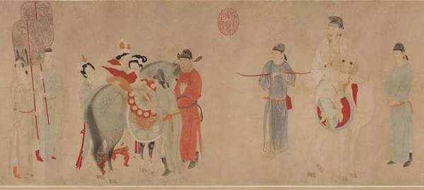 钱选  《杨贵妃上马图》  现藏美国弗利尔美术馆