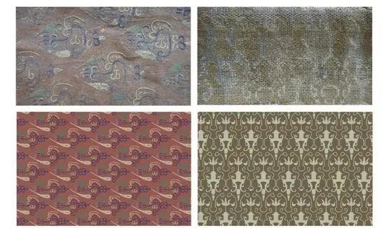 刺绣纹样复原图和织锦纹样复原图