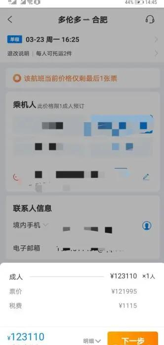 仅剩的一张票价格为12万元。受访者供图　　