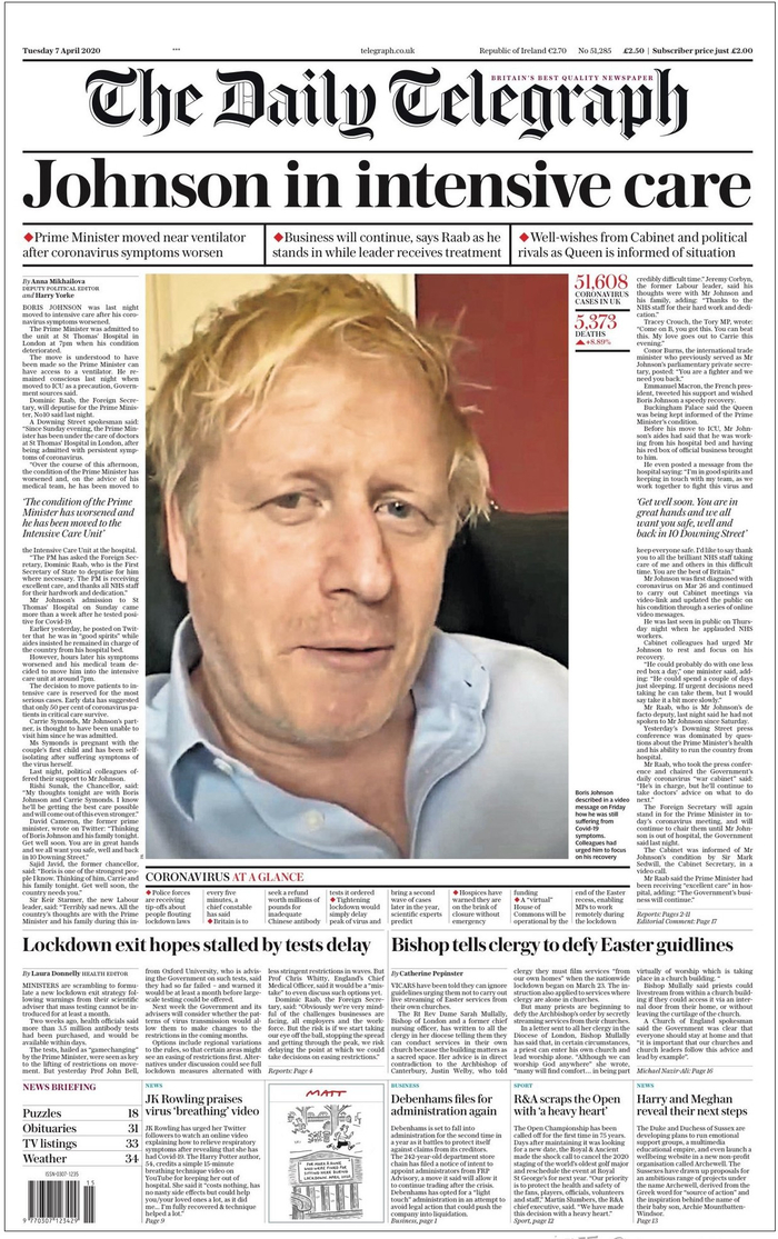 英国首相约翰逊因病情加重被送入ICU治疗，他在确诊后的支持率明显升高