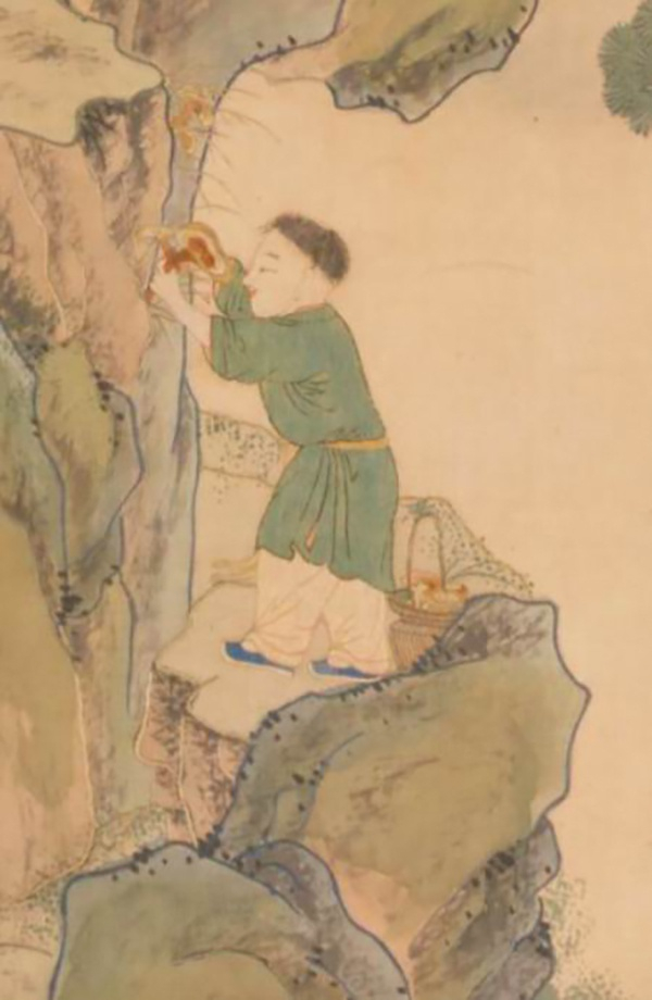 故宫博物院藏顾绣觅药图轴