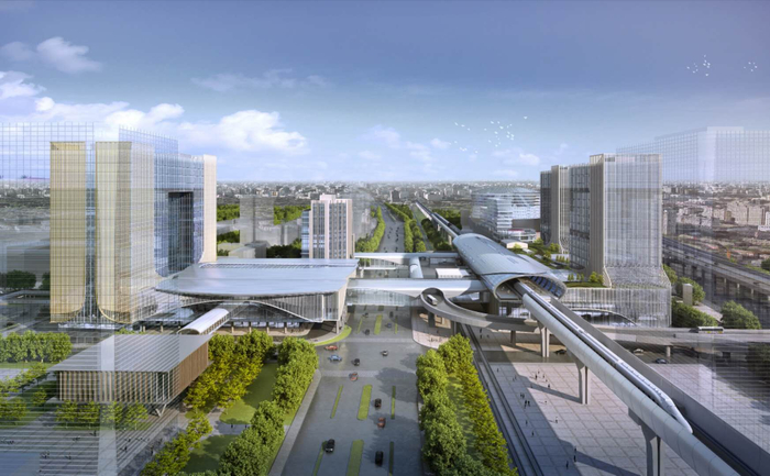 苹果园综合交通枢纽效果图。