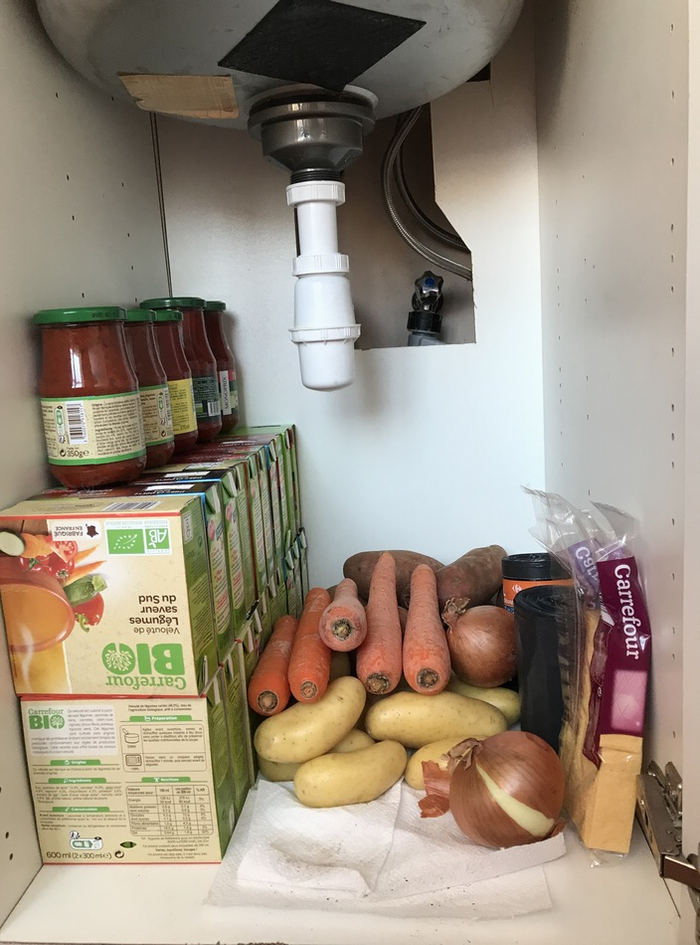 作者在巴黎封城前储备的日用品。