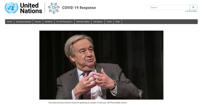 联合国秘书长呼吁“保护我们的儿童”。/ 联合国网站截图