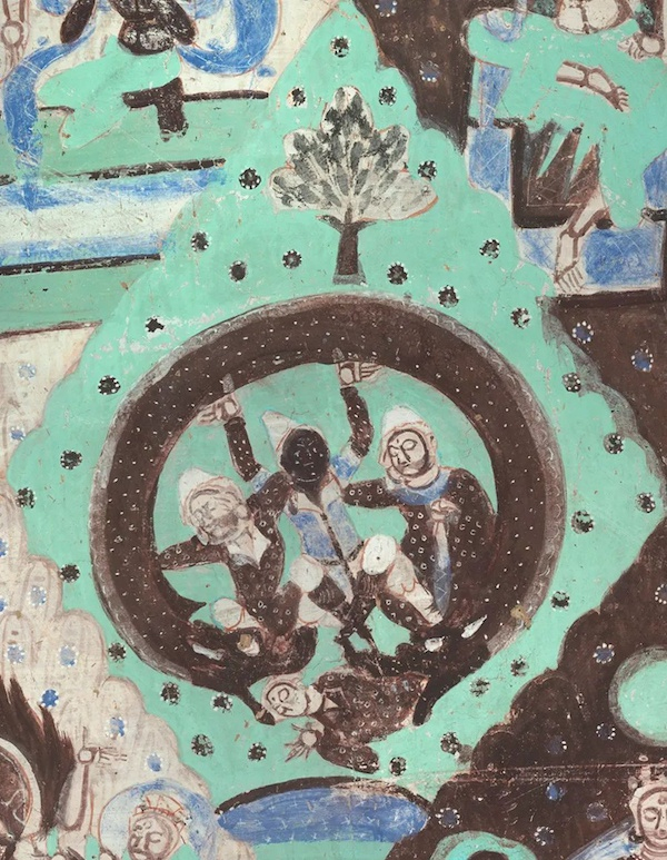 狮象杀蟒救商客 克孜尔石窟第17窟 主室券顶