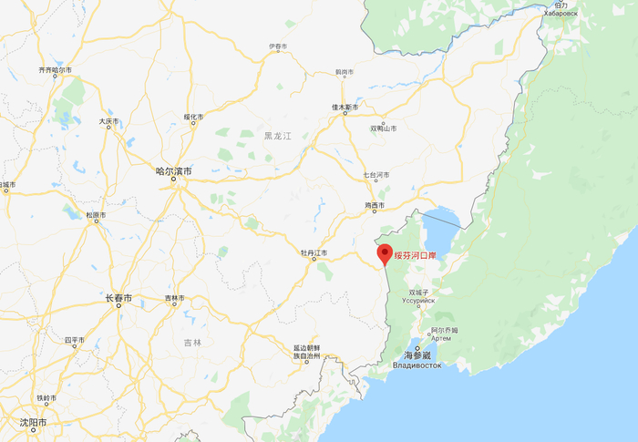 绥芬河口岸位置示意图