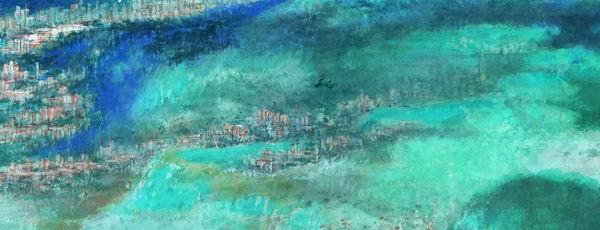 《春江入海》局部 敷色