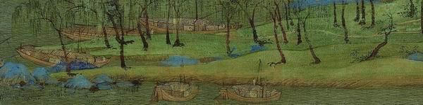 王希孟 《千里江山图》局部 敷色