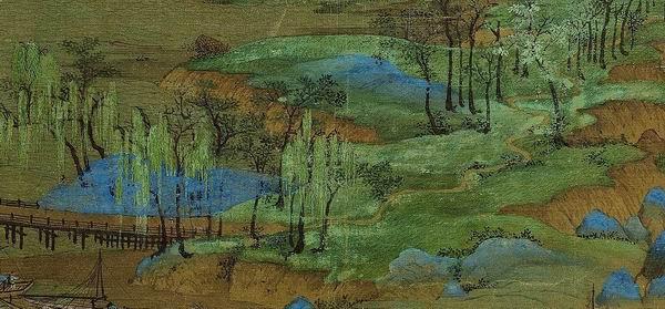 王希孟 《千里江山图》局部 敷色