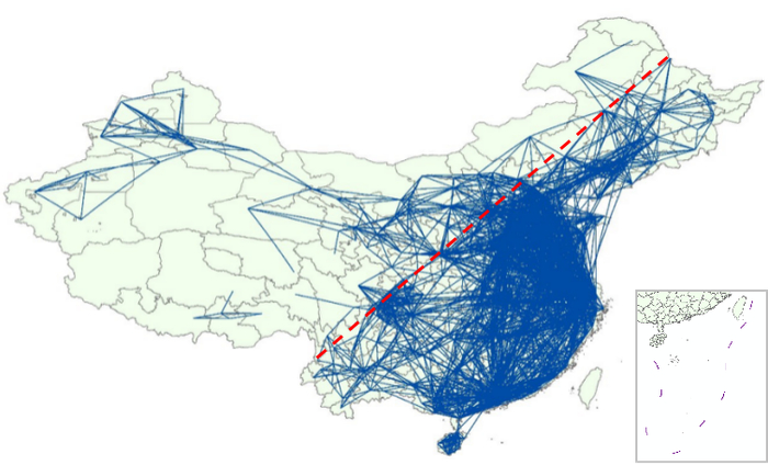 图2 全国货车行程轨迹图（10%随机抽样）