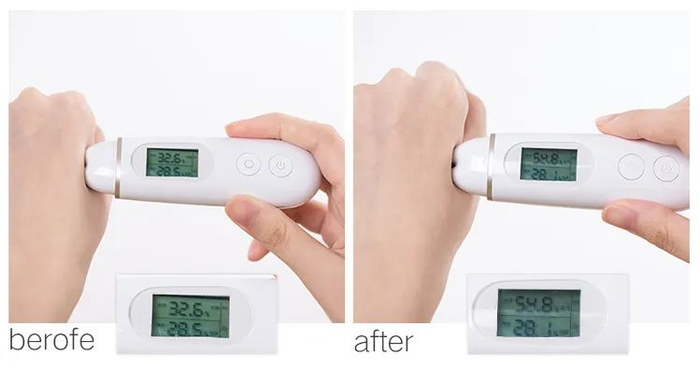 ▲用苦参沐浴露洗完澡后，肌肤含水量明显提升