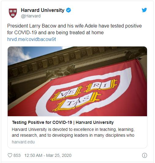 哈佛大学校长新冠康复，“感觉一夜之间120岁 ”