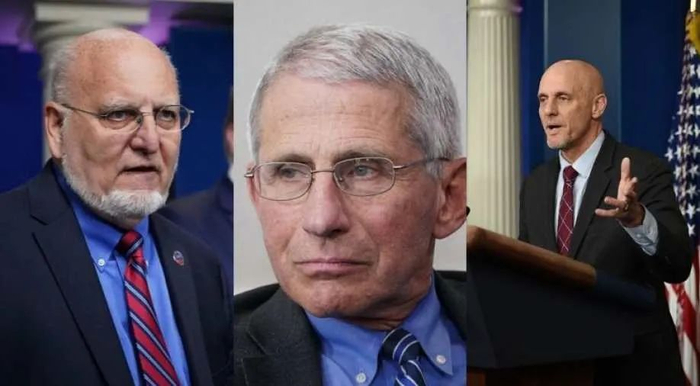 ▲从左至右分别为雷德菲尔德、福奇、哈恩。