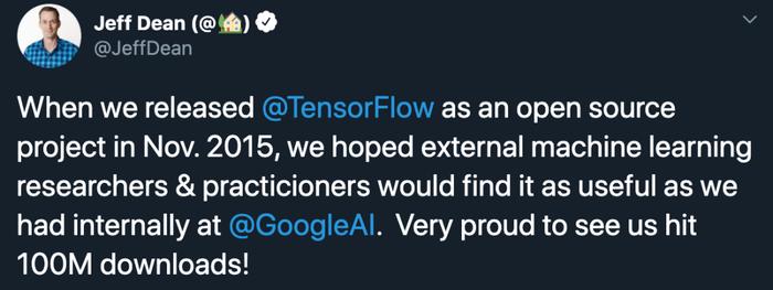 TensorFlow全球下载量破1亿，Jeff Dean激动不已，但网友却不给面子