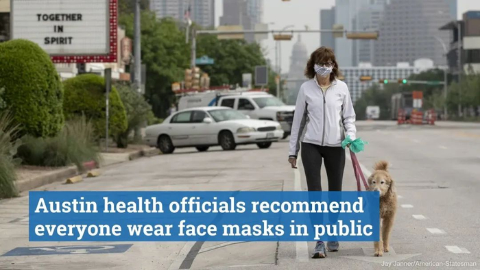 奥斯汀的卫生官员建议每人在公众场合时都戴上口罩（图/Youtube）