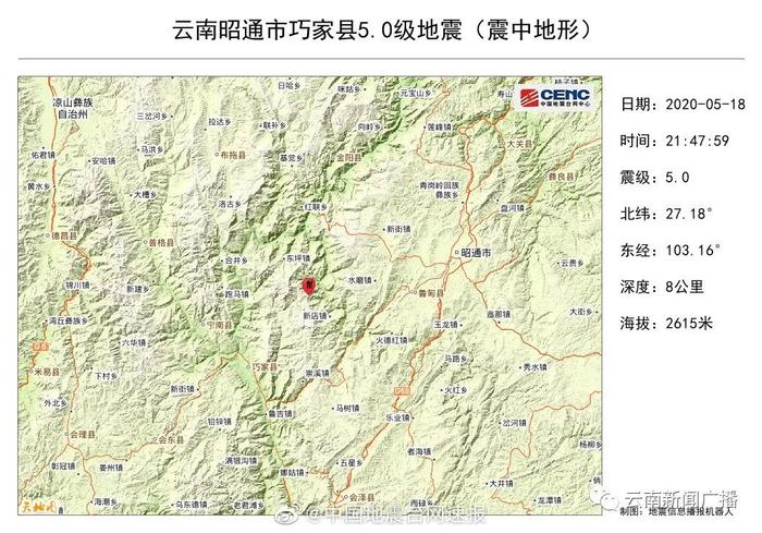 云南昭通市巧家县发生5.0级地震   昭通多地、宜宾、西昌震感强烈