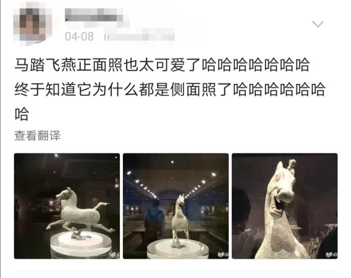 铜奔马正面照。来源：微博评论截图