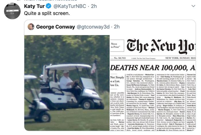 美国死亡数逼近10万，特朗普去打高尔夫了…且未戴口罩