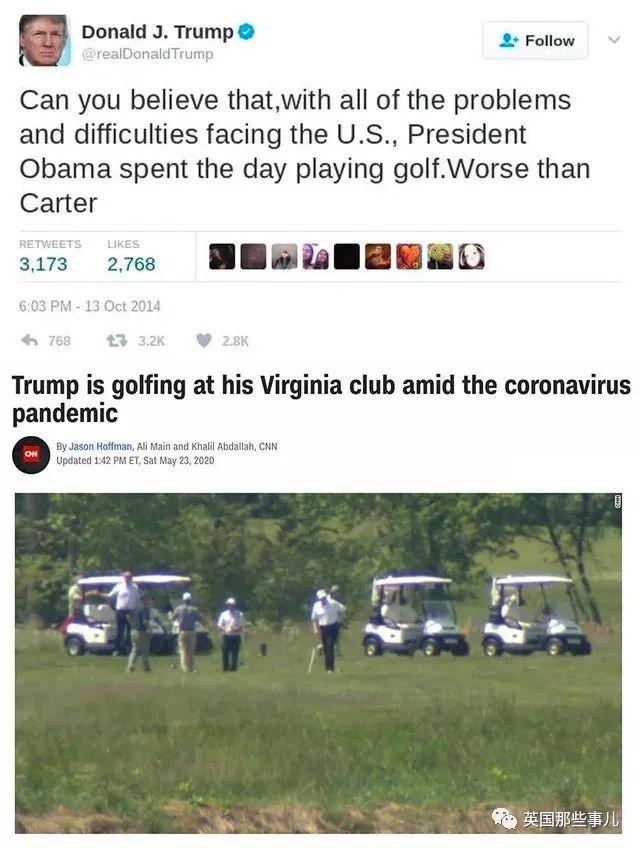 美国新冠死亡逼近10万人，川普还去打高尔夫，结果被之前的自己打脸了