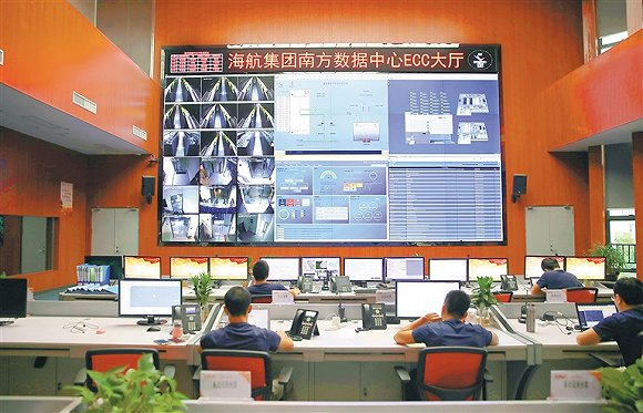 易航科技股份有限公司位于澄迈县的南方数据中心ECC大厅。图片来源：易航科技