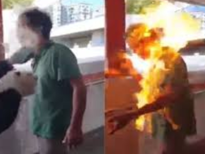 （图为因质问乱港暴徒，遭纵火烧伤的李伯）