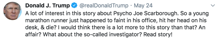 特朗普发送的推特截图。