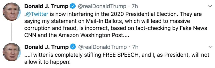 特朗普回击。/ 推特截图