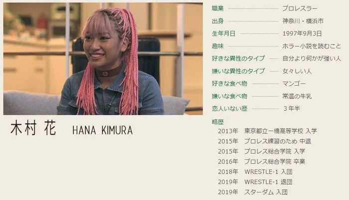 《双层公寓》节目组公布的木村花履历。/推特