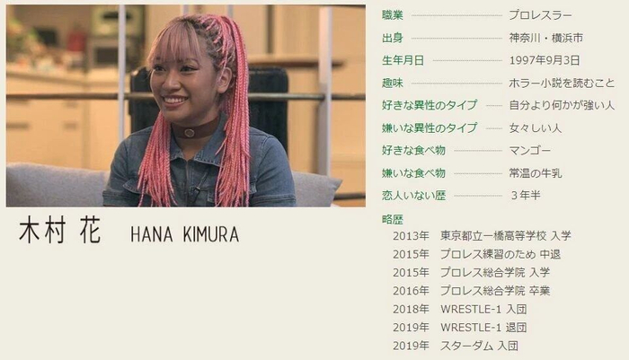 《双层公寓》节目组公布的木村花履历。推特截图