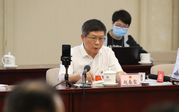 全国人大代表、中国铁路北京局集团有限公司董事长赵春雷。通讯员 武亦彬 摄