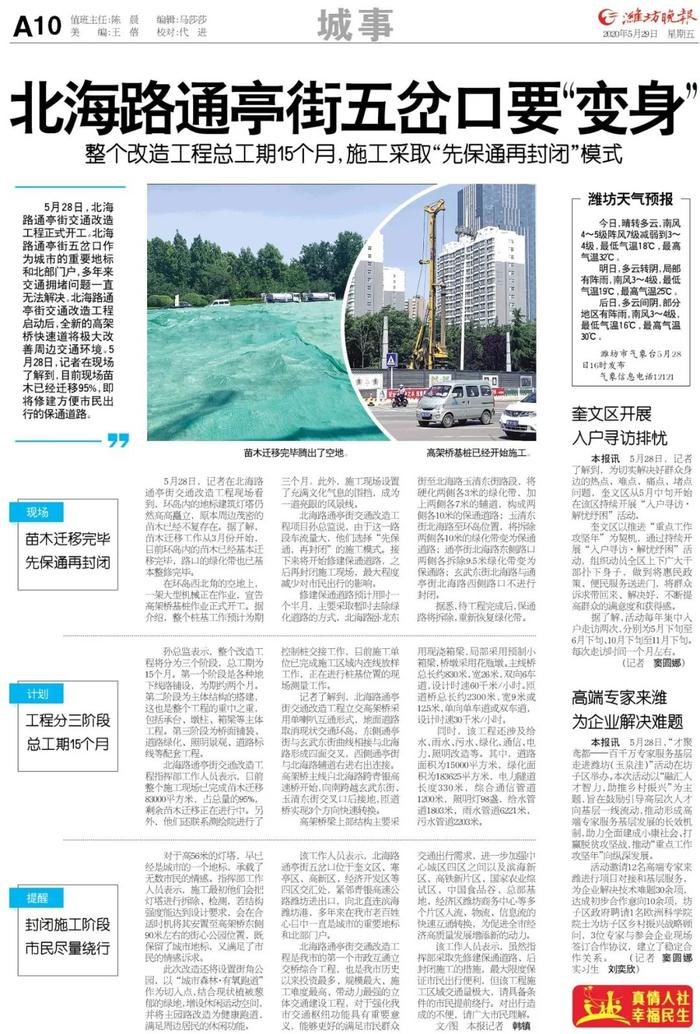 改造，提升！潍坊北海路通亭街五岔口要“变身”