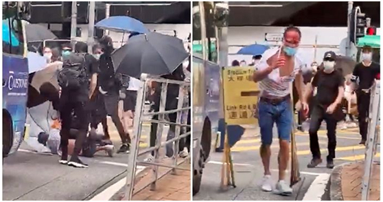 ▲陈子迁24日被黑衣人围殴，全身多处受伤 （图片来源：香港《巴士的报》）